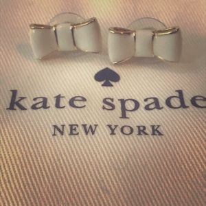 Kate Spade white/cream bow earrings with gold trim